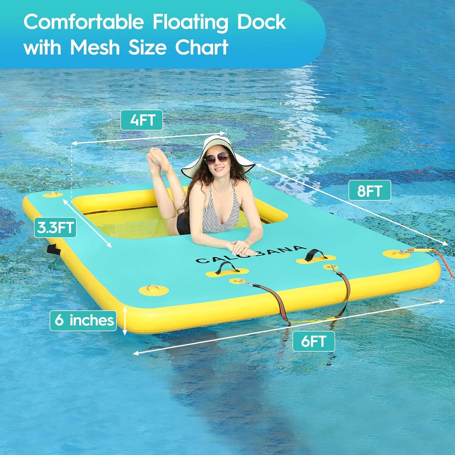 Inflatable Floating Dock, Lake Floats for Adults Floating Raft Water Platform with Detachable Ladder for Lake