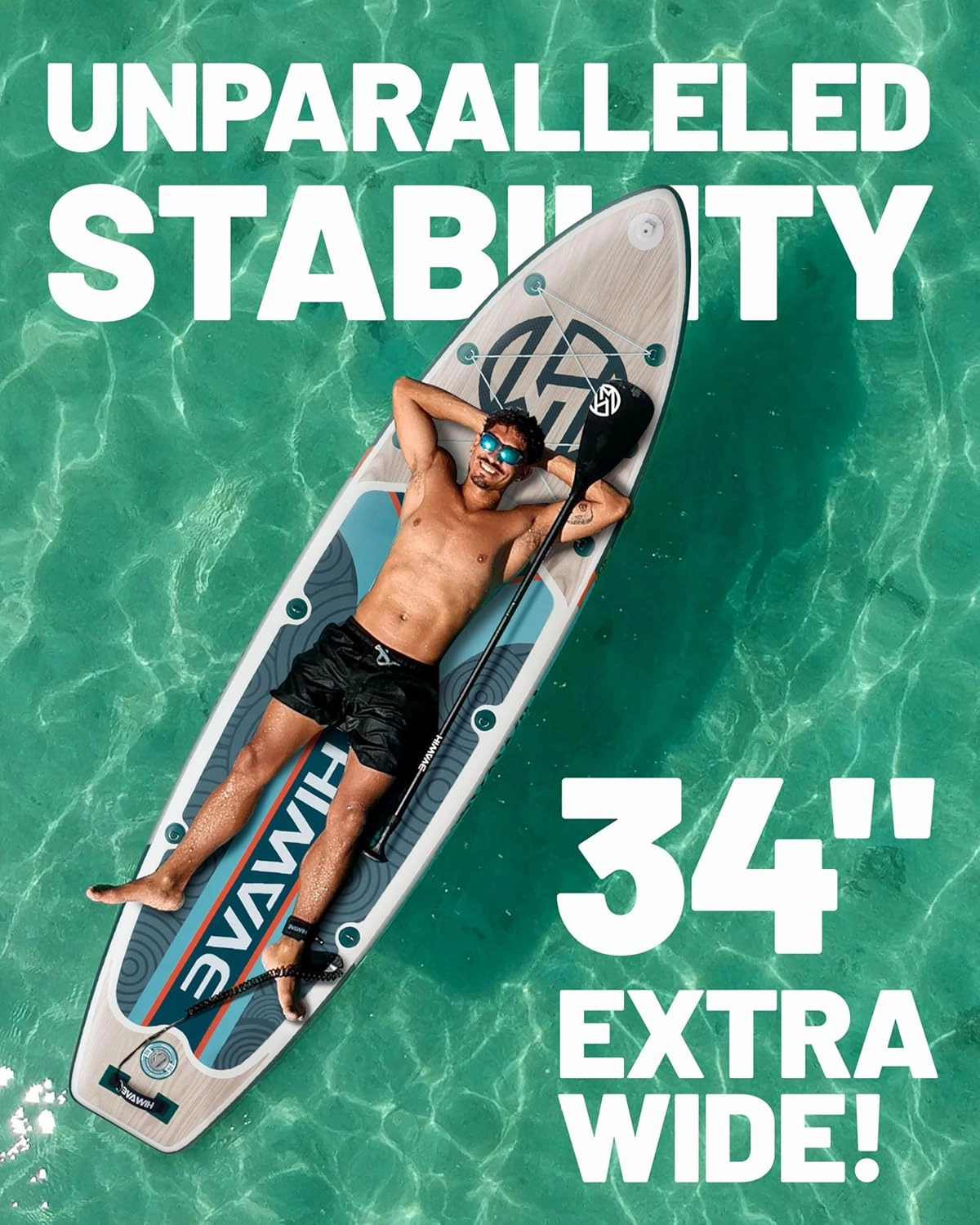 Inflatable Paddle Board 11 '* 34 "* 6" Extra Wide Sup Board, 350lb Capicity Paddle Board for Adults, Suitable for Sea and Lakes, 2 1Family Board