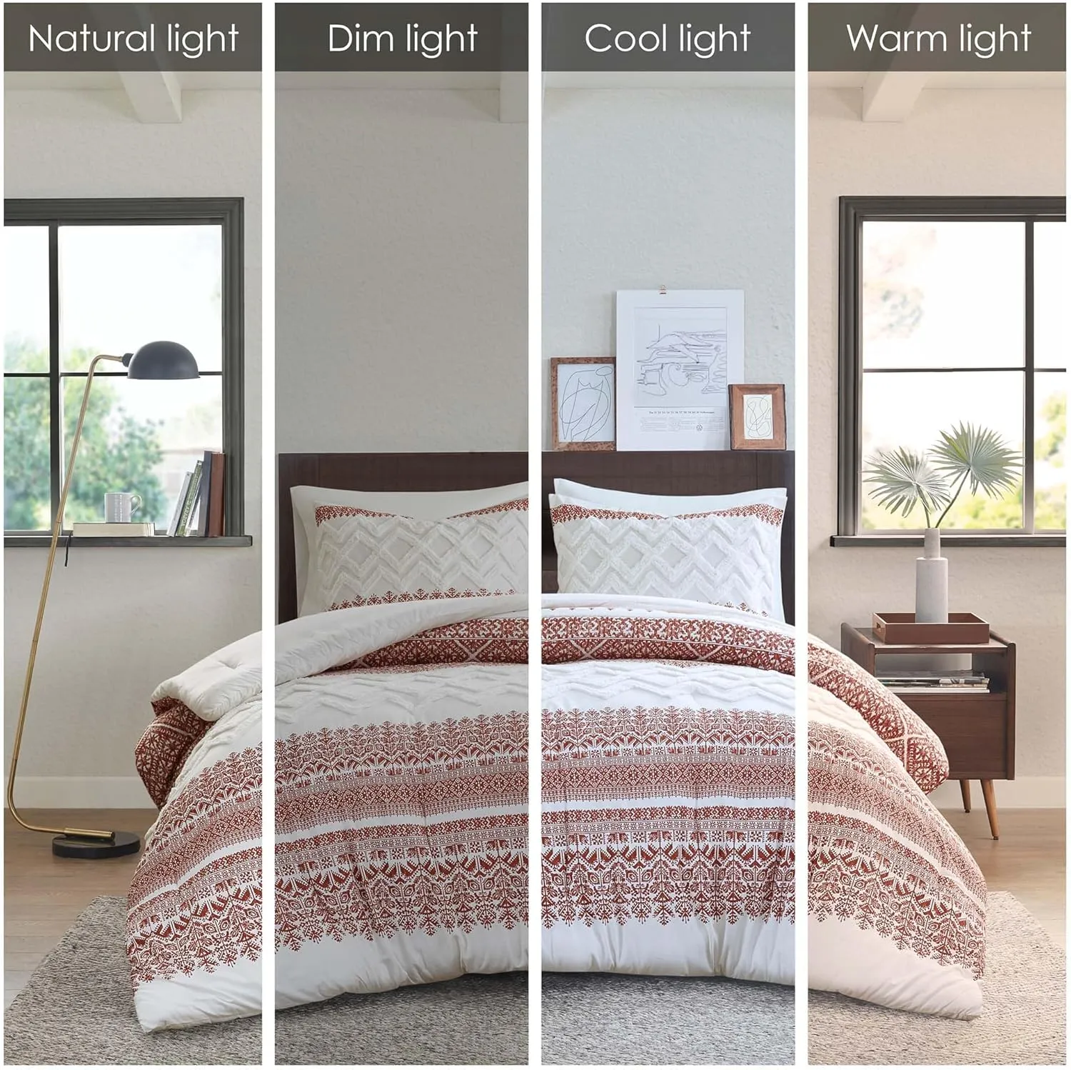 INK IVY Queen Duvet Cover Set, Chic Chevron Chenille Tufting Accent, Boho Duvet Queen Set, All Season, Lightweight Cotton Duvet Queen Set Bedding Cover, 2 Shams, Mila, Full/Queen Auburn 3 Piece