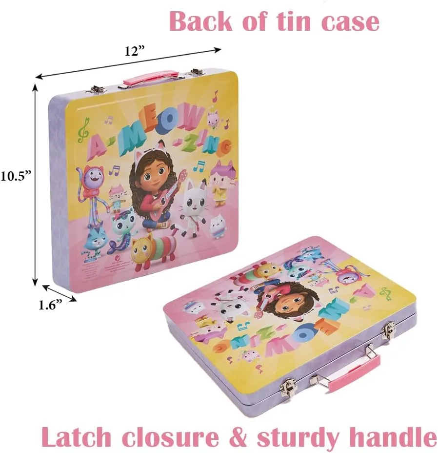 Innovative Designs DreamWorks Gabby’s Dollhouse Deluxe Activity Set with Carrying Tin, Coloring Sheets, Tattoos, Stickers, & Art Supplies