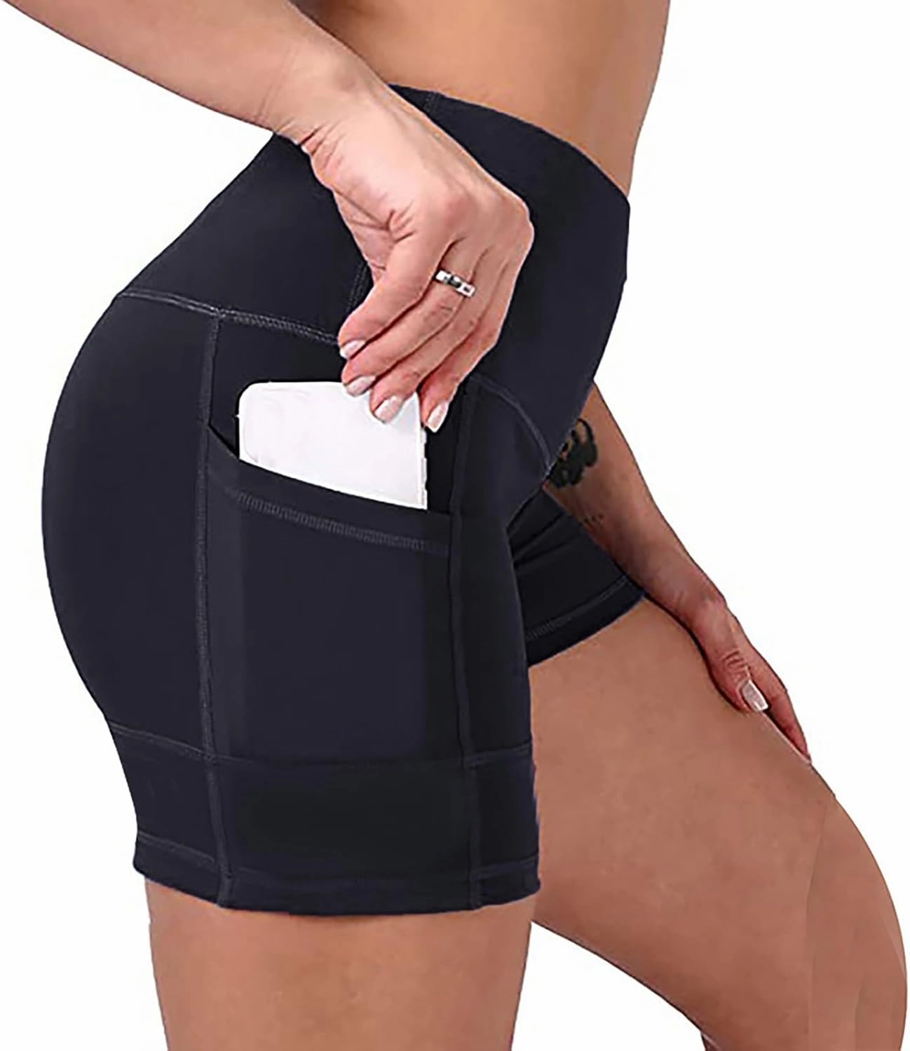 Intensify Workout Shorts for Women Women Butt Lifting Shorts Pockets High Waisted Biker High Waisted Tummy Control