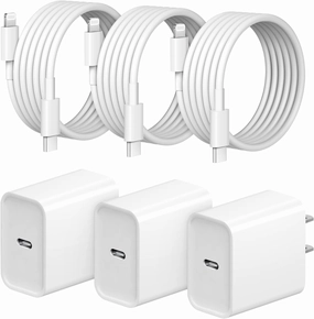 iPhone Fast Charger 3 3Pack 20W USB C Wall Charger with 6FT Fast Charging Cable Compatible with iPhone 14/13/12/11/Pro/Pro Max