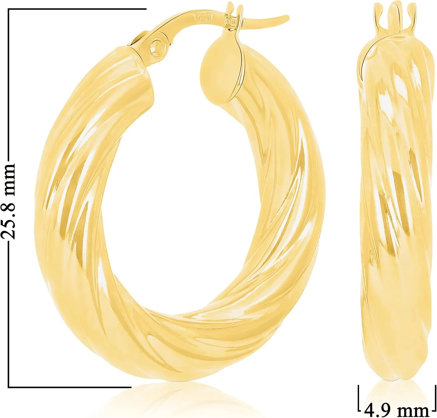 Italian 14k Yellow Gold Twisted Round Hoop Earrings