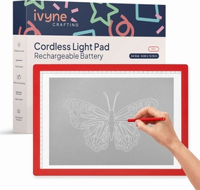 iVyne Rechargeable A4 Light Pad for Tracing & Weeding - LED Light Board for Weeding Vinyl - for Cricut Vinyl Weeding Tools - Ultra-Thin & Portable - Perfect for Artists & Crafters - Red