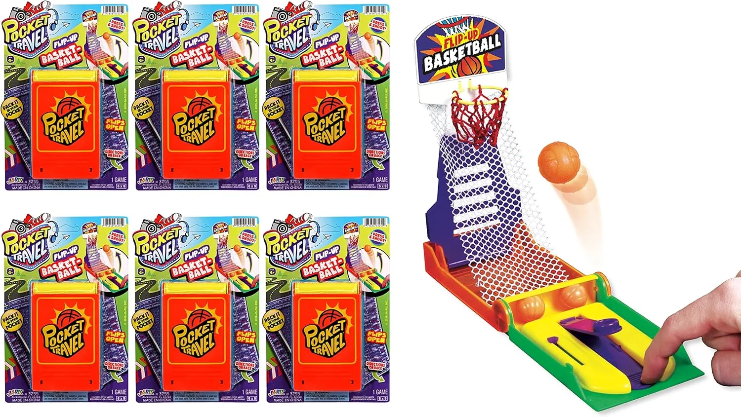 JA-RU Mini Finger Basketball Shooting Game (6 Pack) - Handheld Mini Basketball Game for Kids | Tabletop & Desktop Fidget Toys | Sports Easter Basket Stuffers & Party Favors. 3255-6s