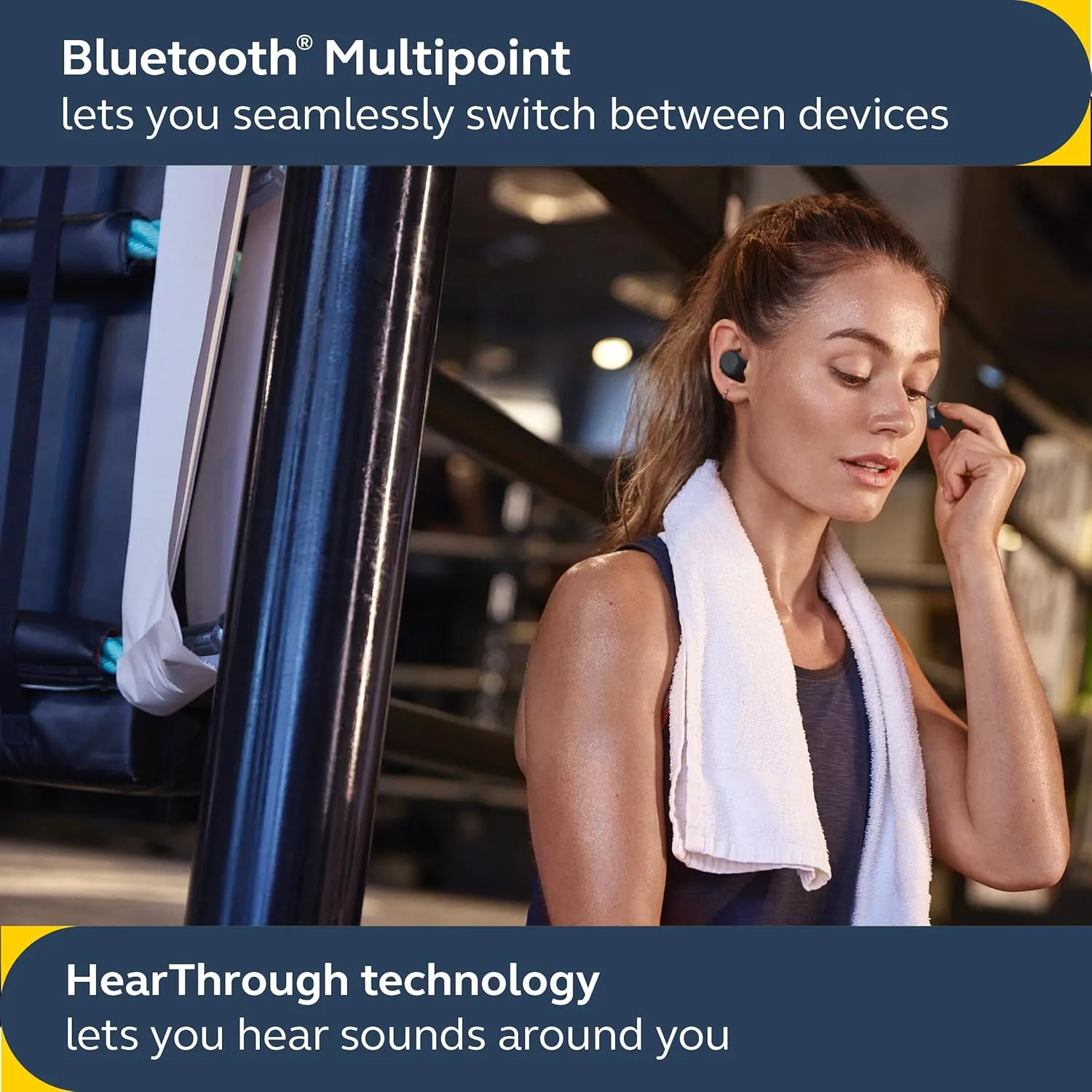 Jabra Elite 7 Active in-Ear Bluetooth Earbuds - True Wireless Sports Ear Buds ShakeGrip for The Ultimate Active fit and Adjustable Active Noise Cancellation - Black