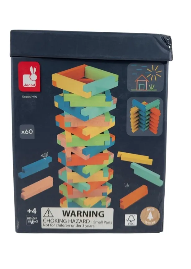 Janod 60 Piece Wooden Building Blocks Kit