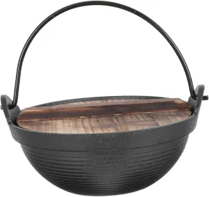 Japanese Cast Iron Sukiyaki Pot Ergonomic Handle Outdoor Cooking Pot for Camping Smooth for Noodles and Stews for Home and Restaurant Use