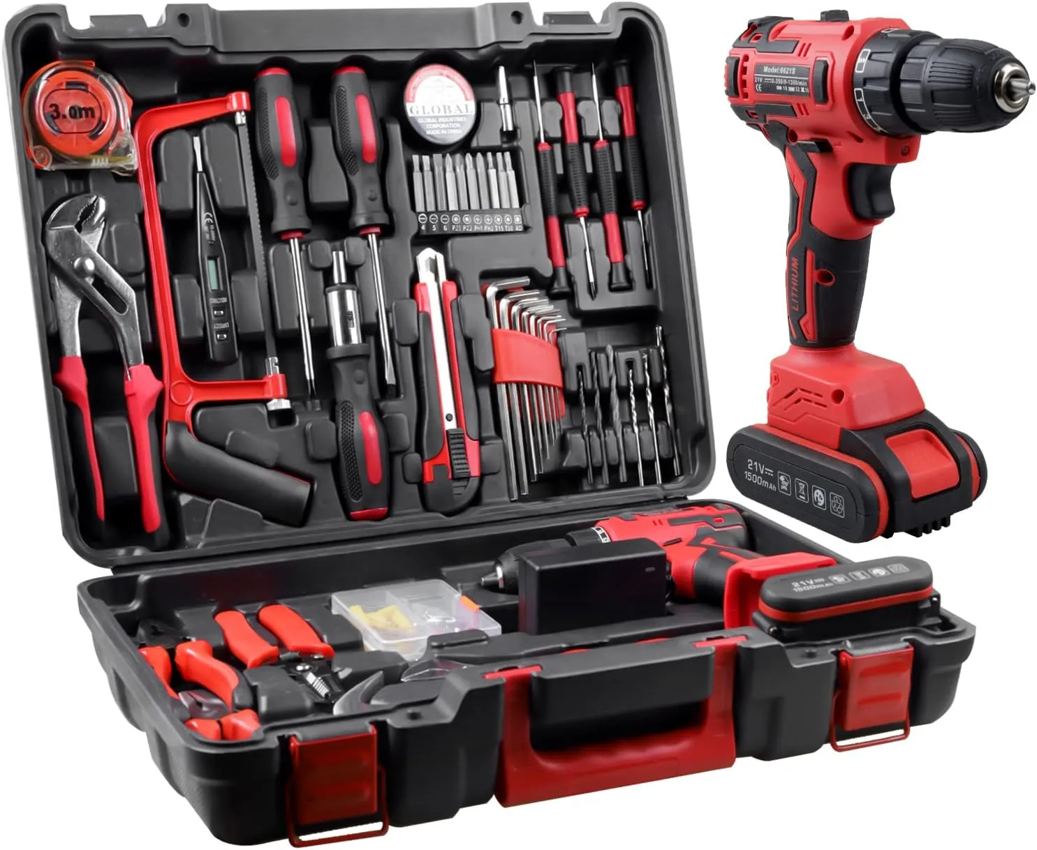 jar-owl Powerful Brushless Motor 21V Cordless Drill Set, 319 in-lb Torque, 0-1350RMP Variable Speed, 10MM 3/8'' Keyless Chuck, 25 1 Clutch, 1.5Ah Li-Ion Battery & Charger for Home Tool Kit
