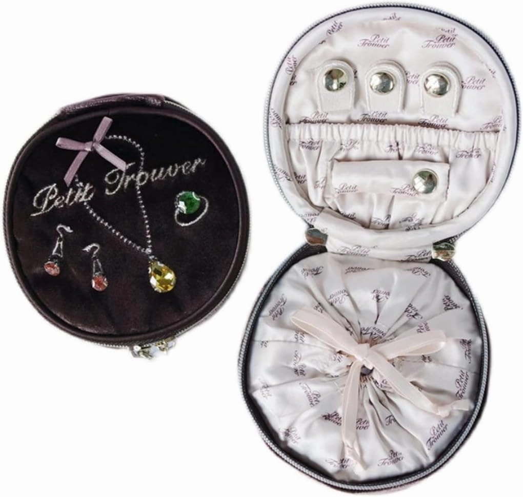 Jewellery Box Velvet Round Jewelry Bag Travel Portable Ring Earrings Watch Bracelet Jewelry Box Jewelry Box (Color : D, Size : About 9x9x5 cm)