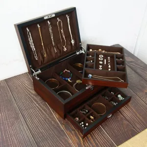 Jewelry Box Multilayer Storage Ring Earring Necklace Bracelet Watch Wooden