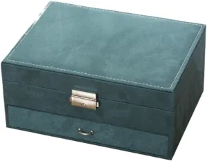 Jewelry Box Retro Dark Green Multifunctional Bracelet With Lock Earrings Jewelry Drawer-style Velvet Jewelry Storage Box Jewellery Box