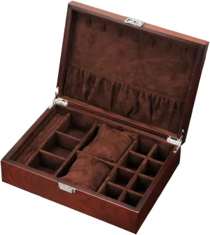 Jewelry Box Wooden Single Layer Portable with Lock Watch Box Vintage Velvet Versatile Storage Case for Ring Watch Necklace Hand Jewelry Jewelry Box for Women