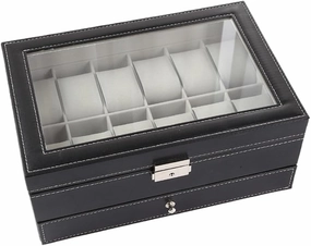 Jewelry Box Double Layer Watch Box Wooden Leather Transparent Window Jewelry Storage Box Business Jewelry Packaging Box Jewelery Box