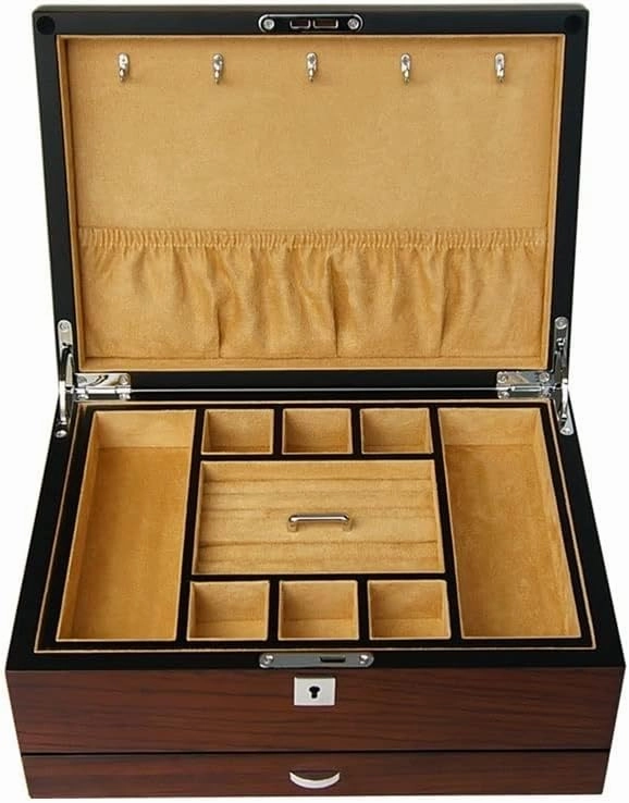 Jewelry Box Jewelry Box Multilayer Storage Box Ring Earring Necklace Bracelet Watch Small Jewelry Storage Box Wooden Jewelry Box (Color : A)