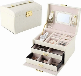Jewelry Boxes Display Storage Box Girls Jewelry Organizer Mini Travel Case Small Portable Jewelry Storage Case For Necklaces Bracelets Earrings Rings(White)