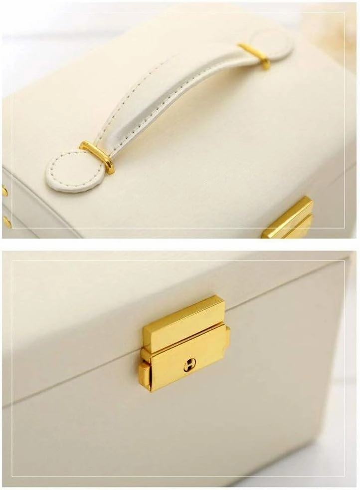 Jewelry Boxes Display Storage Box Girls Jewelry Organizer Mini Travel Case Small Portable Jewelry Storage Case For Necklaces Bracelets Earrings Rings(White)