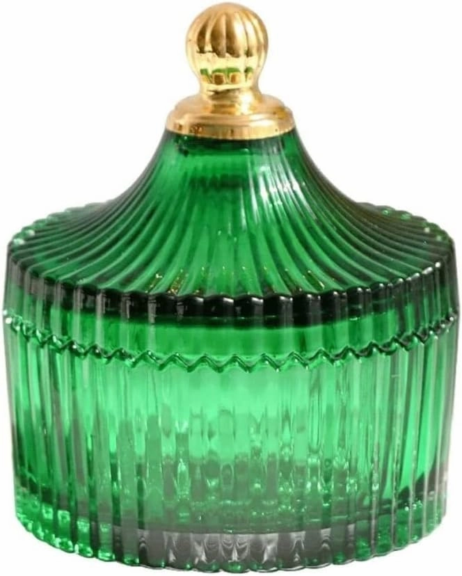 Jewelry Case Jewelry Box Jewelry Organizer Green Glass Jewelry Storage Box with Painted Gold Lid Small Bathroom Watch Hair Jewelry Organizer. Jewelry Storage