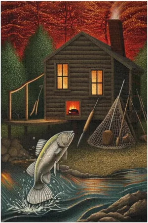 Jigsaw Puzzles 1000 Pieces for Adults - Gone Fishing Wooden Puzzle，Adults Teenagers and Kids Toys,Difficult Puzzles,Brain Development Games,Art Educational Game Puzzle