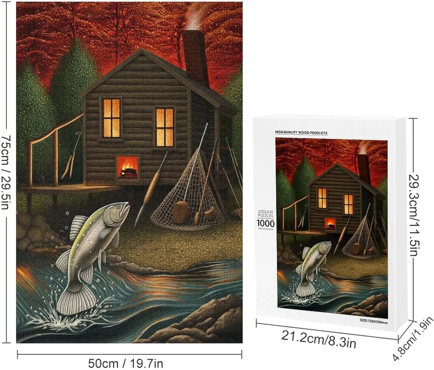 Jigsaw Puzzles 1000 Pieces for Adults - Gone Fishing Wooden Puzzle，Adults Teenagers and Kids Toys,Difficult Puzzles,Brain Development Games,Art Educational Game Puzzle