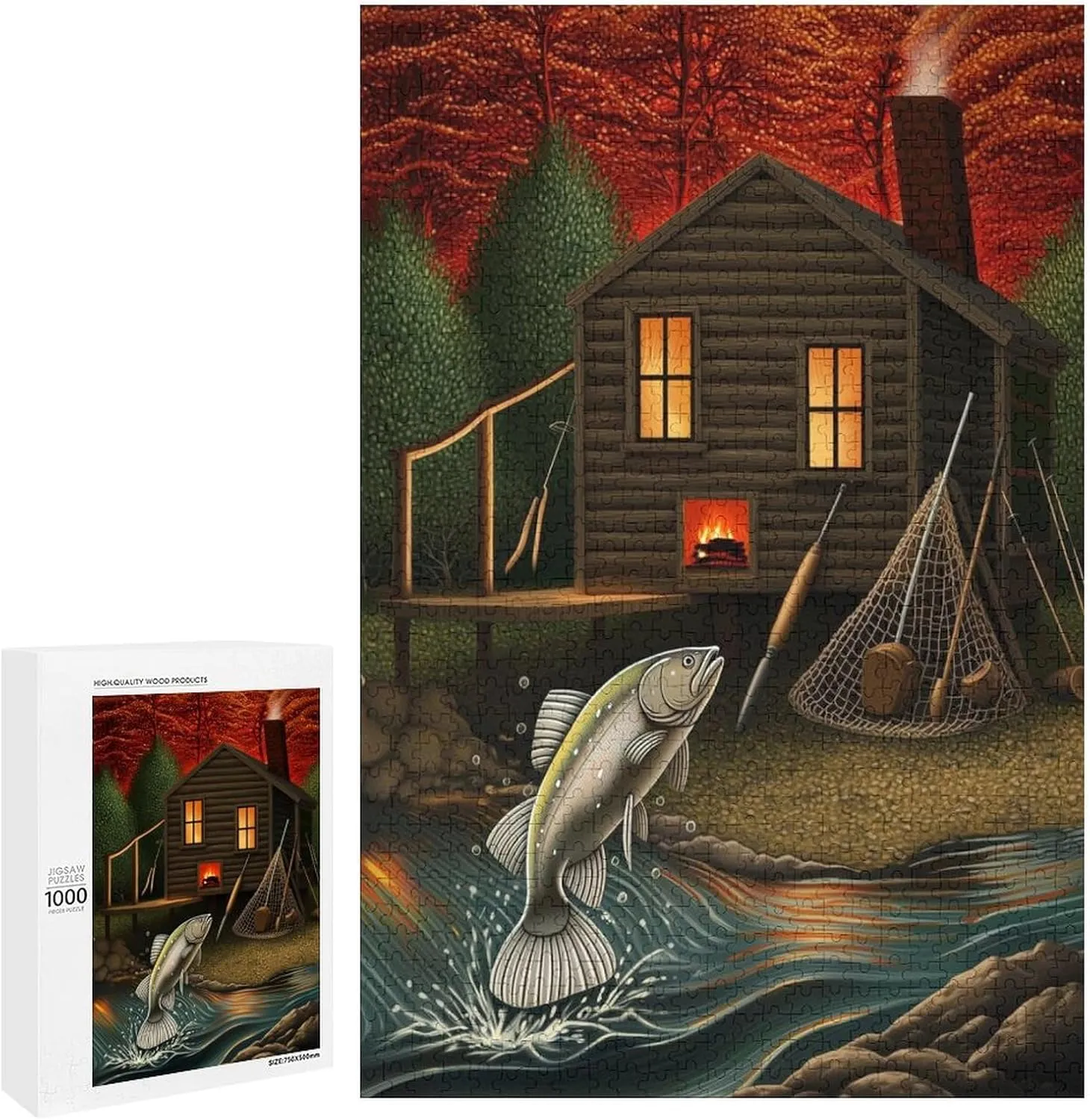 Jigsaw Puzzles 1000 Pieces for Adults - Gone Fishing Wooden Puzzle，Adults Teenagers and Kids Toys,Difficult Puzzles,Brain Development Games,Art Educational Game Puzzle