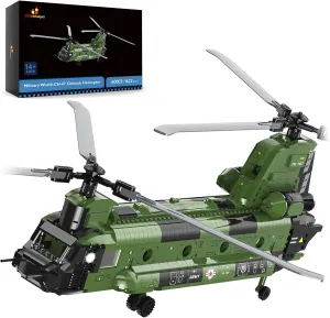 JMBricklayer CH-47 Helicopter Building Set, Military Helicopter Toy Aircraft Model Kit, Home Office Display or Collectible, Ideal Airplane Toy Gifts for Adults Boys Kids 60002