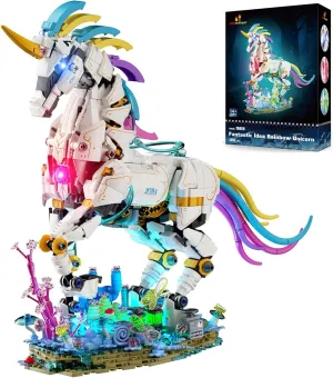 JMBricklayer Unicorn Building Sets for Adults with Lights 70008, Myth Art Creator Animals Display Ideas, Magical Rainbow Unicorn Home Decor, Building Toys Christmas Birthday Gifts for 14 (1492 PCS)