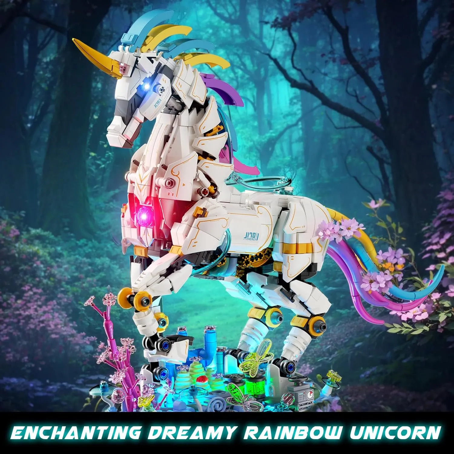 JMBricklayer Unicorn Building Sets for Adults with Lights 70008, Myth Art Creator Animals Display Ideas, Magical Rainbow Unicorn Home Decor, Building Toys Christmas Birthday Gifts for 14 (1492 PCS)