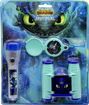 Joy Toy 76064 Dragons – Advent Ure Set 3 TLG. Binoculars, Compass and Torch (2 x AAA Battery Not Included) in Blister Packaging 21x28 cm, Dark Blue