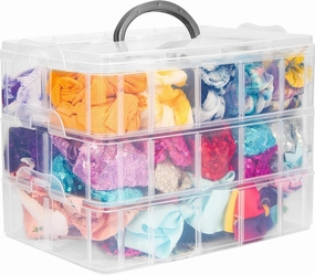 JOYMOMO Hair Bow Holder Organizer for Headbands, Baby Girl Hair Accessories Storage Box, Transparent Three-layer Storage Organizer for Hair Bows Accessories (without Accessories) (Transparent)