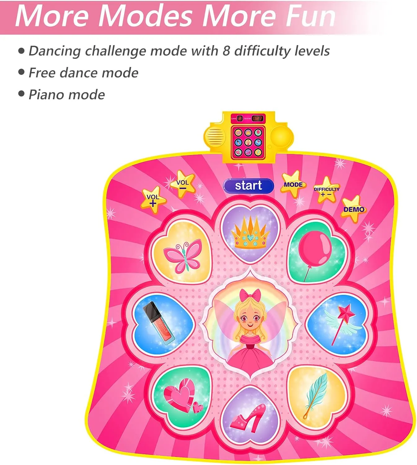 Joyvalley Dance Mat Games Toys - Upgraded Kids Dance Rhythm Step Play Mat for Girls Boys Dance Musical Pad Music Floor Game Toy Birthday Gifts for 3 4 5 6 7 8 9 10 11   Years Old Children