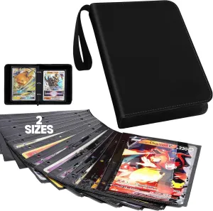 Jumbo Card Binder - 100 Pockets Hold Oversized Big Card 3 Rings With 50 Double Side Removable Premium Pages Portable & Lightweight Black Leather Jumbo Binder   25pk (L)   25pk (XL)