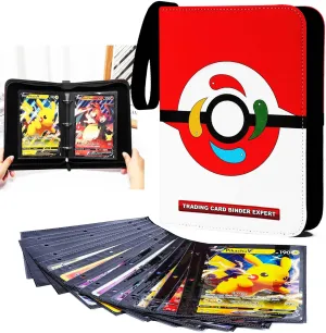 Jumbo Card Binder Compatible with Pokem Oversized Cards,100  Pockets Hold Pokemn Big Cards,3 Rings With 50 Double Side Removable Premium Sleeves-Portable & Lightweight (Large 5.x7inch)