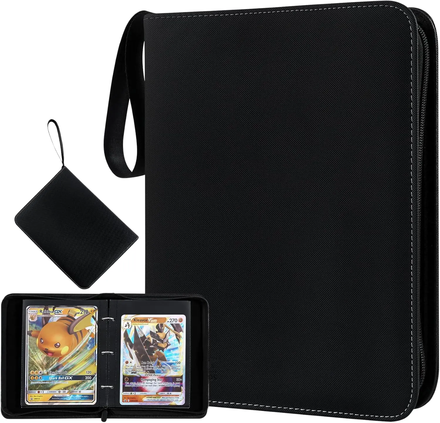 Jumbo Card Binder for Pokemon Jumbo Cards, iofeiwak® Oversized 2 Pockets Card Binder with 3 Rings - Holds 80 Cards with 40 Removable Sleeves - Portable & Lightweight (X-Large 5.9"x8.1")
