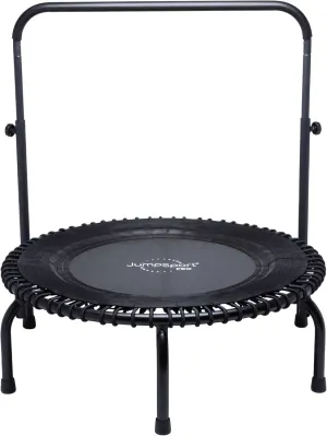 JumpSport 350 PRO Indoor Heavy Duty Lightweight 39-Inch Fitness Rebounder Adults Trampoline with Sporty Steel Handle Bar Accessory for Workouts, Black