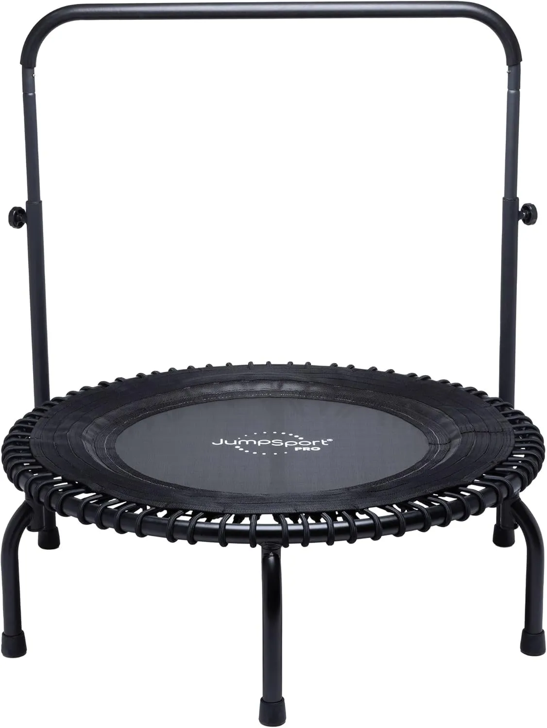 JumpSport 350 PRO Indoor Heavy Duty Lightweight 39-Inch Fitness Rebounder Adults Trampoline with Sporty Steel Handle Bar Accessory for Workouts, Black