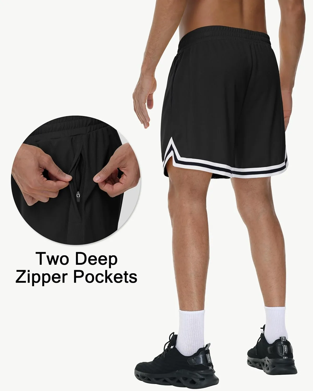 JWM Mens Long Basketball Shorts with Zip Pockets - 11" Mesh Athletic Gym Workout Sport Shorts Quick Dry Lightweight