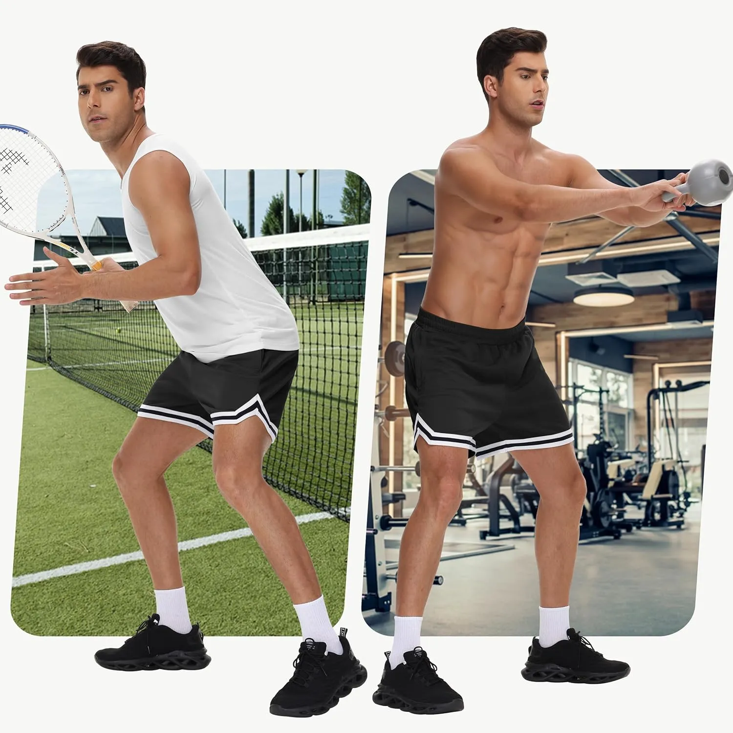 JWM Mens Long Basketball Shorts with Zip Pockets - 11" Mesh Athletic Gym Workout Sport Shorts Quick Dry Lightweight