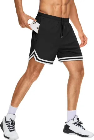 JWM Mens Long Basketball Shorts with Zip Pockets - 11" Mesh Athletic Gym Workout Sport Shorts Quick Dry Lightweight