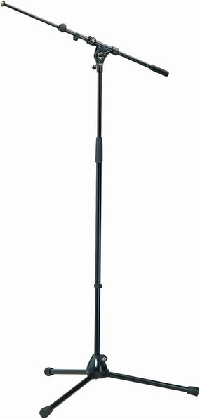 K&M König & Meyer 21090.500.55 Tripod Microphone Stand - Adjustable Telescoping 2-Piece Boom Arm - Professional Grade - Heavy Duty with Folding Leg Base - German Made Black