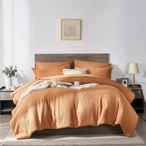 KAKIJUMN Pumpkin Comforter Set King Size, 7 Piece Bed in a Bag Waffle Weave Textured Comforter, All Season Soft Microfiber Complete Bedding Set(Pumpkin,King)