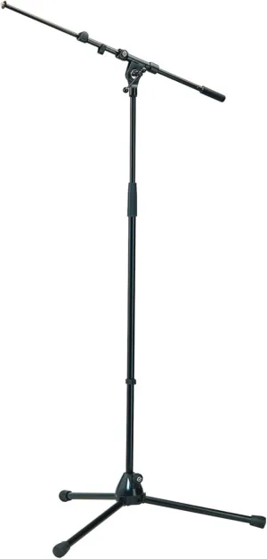 K&M König & Meyer 21090.500.55 Tripod Microphone Stand - Adjustable Telescoping 2-Piece Boom Arm - Professional Grade - Heavy Duty with Folding Leg Base - German Made Black