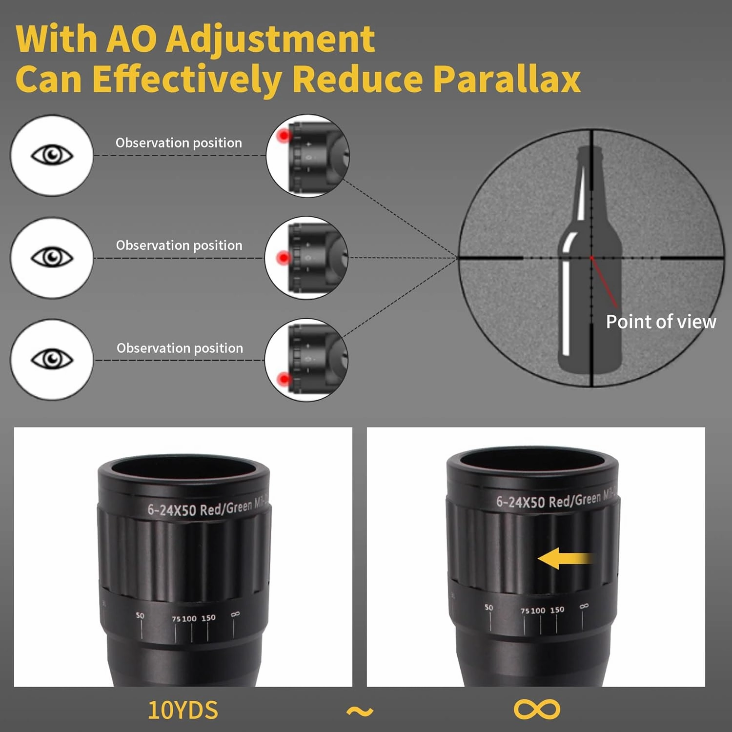 KASENTE Rifle Scopes for Hunting, Long Range Riflescope with 20mm Rail Mount Scope Rings, Airsoft Gun Scope for Hunting