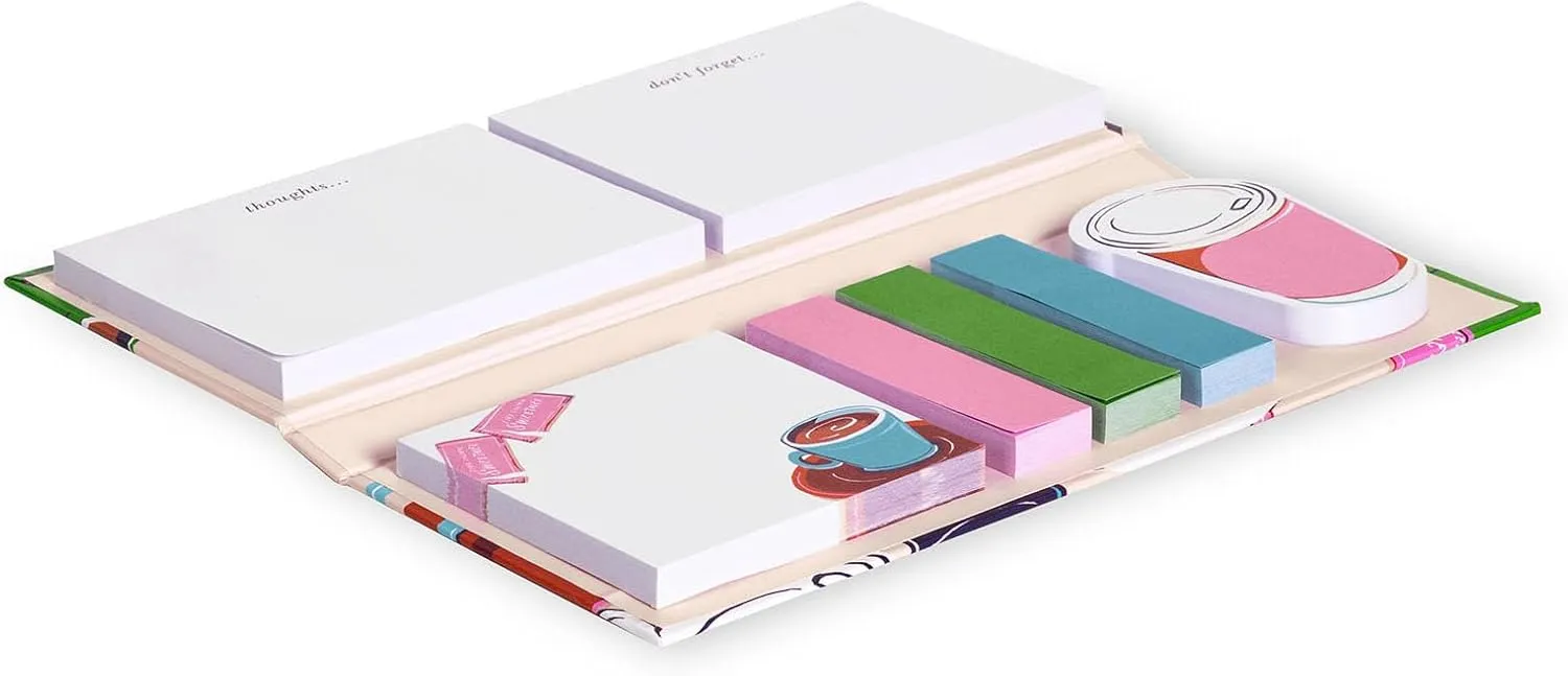 Kate Spade New York Padfolio with 7 Sticky Note Pads, Studying Essentials Set Includes Cute Sticky Notes with 75 Sheets Per Notepad, Rise and Shine