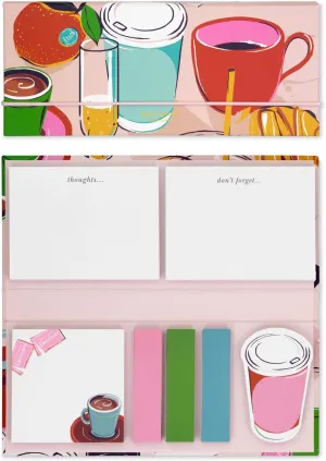 Kate Spade New York Padfolio with 7 Sticky Note Pads, Studying Essentials Set Includes Cute Sticky Notes with 75 Sheets Per Notepad, Rise and Shine