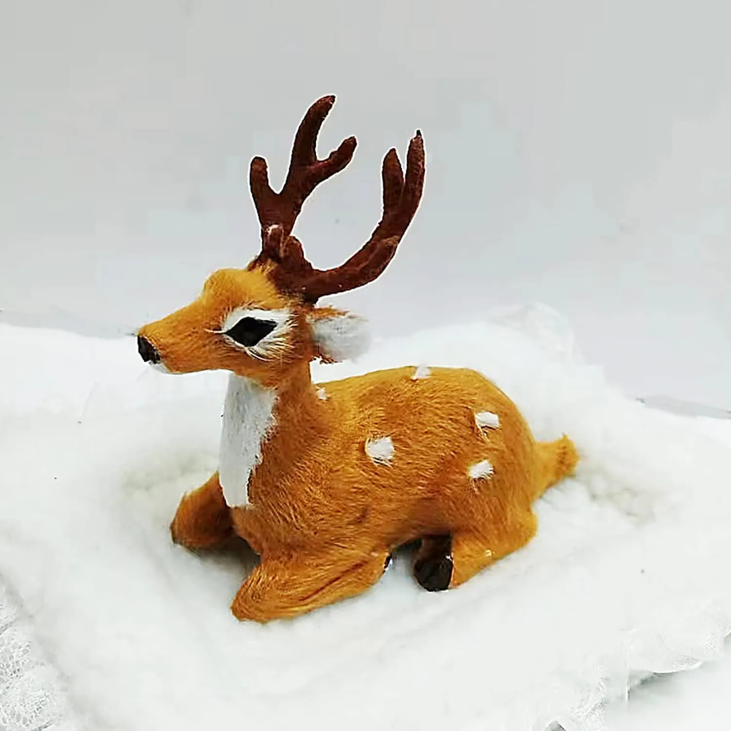 Kawaii furreal Realistic Deer Lifelike Wild Baby Animal Plush squattingn Mini foreast Beast Like Real Gifts for Girls