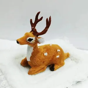 Kawaii furreal Realistic Deer Lifelike Wild Baby Animal Plush squattingn Mini foreast Beast Like Real Gifts for Girls
