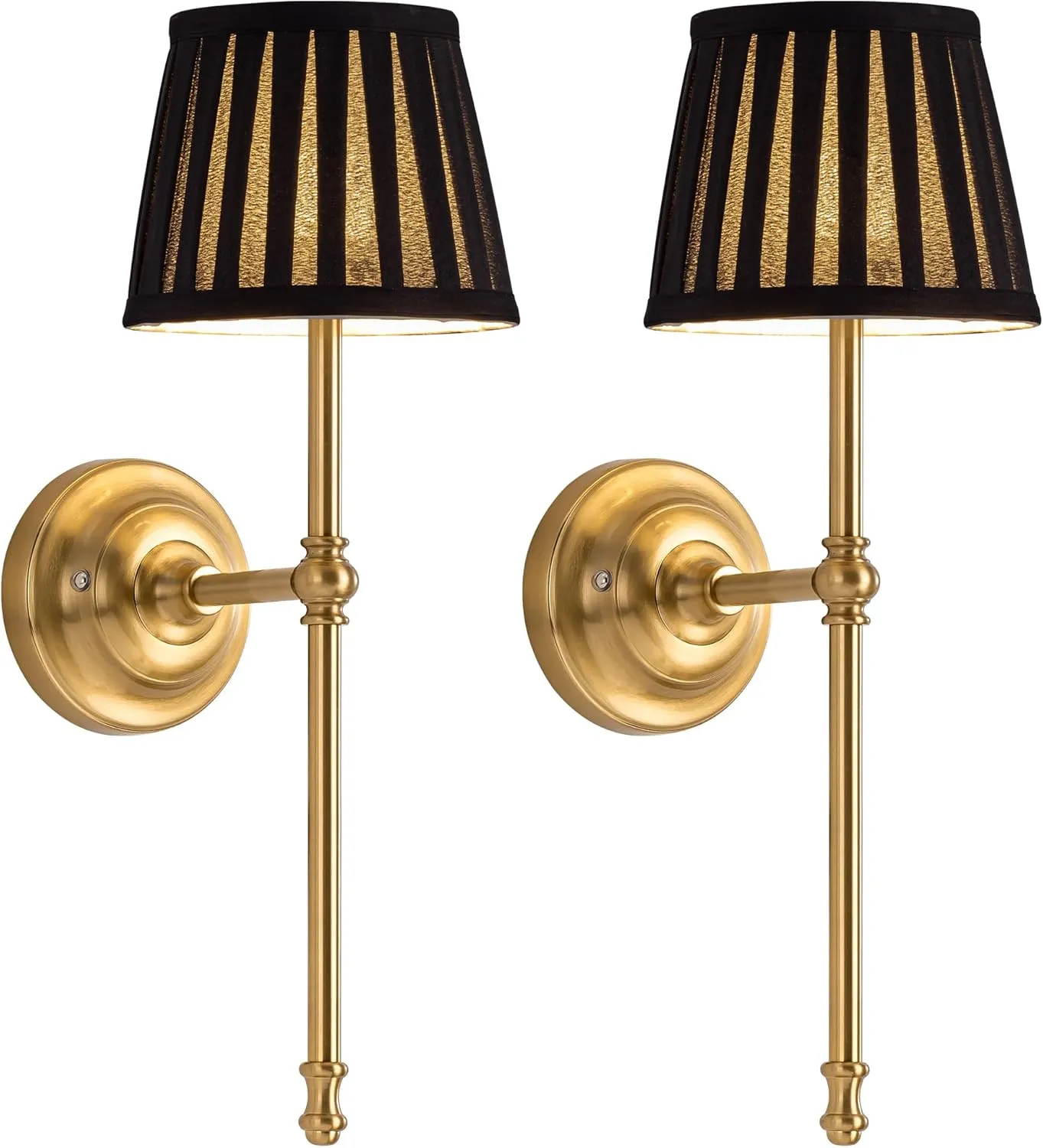 KDG Cordless Wall Sconces Set of 2, Small Wireless 5200mAh Rechargeable Battery Fabric LED Wall Lamps, Portables Lightings for Wall Painting, Living Room, Bedroom, Hallway, Gifts, Night Light (Black)