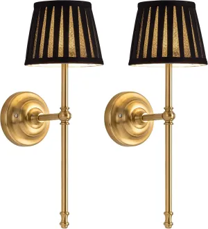 KDG Cordless Wall Sconces Set of 2, Small Wireless 5200mAh Rechargeable Battery Fabric LED Wall Lamps, Portables Lightings for Wall Painting, Living Room, Bedroom, Hallway, Gifts, Night Light (Black)