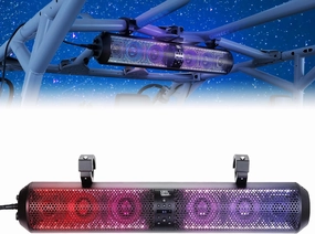 KEMIMOTO UTV Sound Bar 28 Inch ATV Soundbar 4X Subwoofers LED Party Lights Bluetooth Golf Cart Sound Bar 2X Tweeters Compatible with Polaris RZR Can-Am X3 Defender CFMOTO for 1.56"- 2.25" Roll Cage